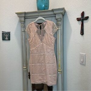 bebe Lace Mini Dress in Soft Pink